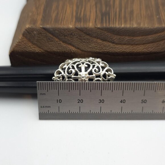 Size 6 Sterling Silver Ornate Pattern Finger Ring A1009 - Picture 7 of 8